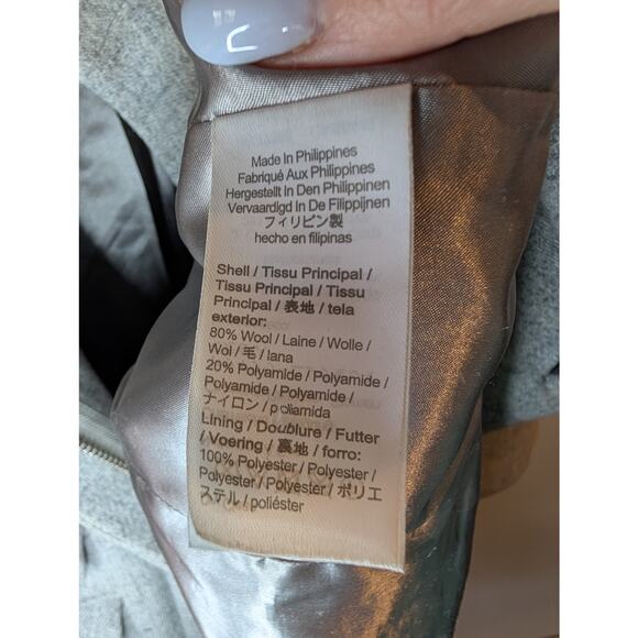 J.Crew Italian Stadium Cloth Wool Coat Gray Funnel Neck Pockets Winter Size 10 - Picture 9 of 10
